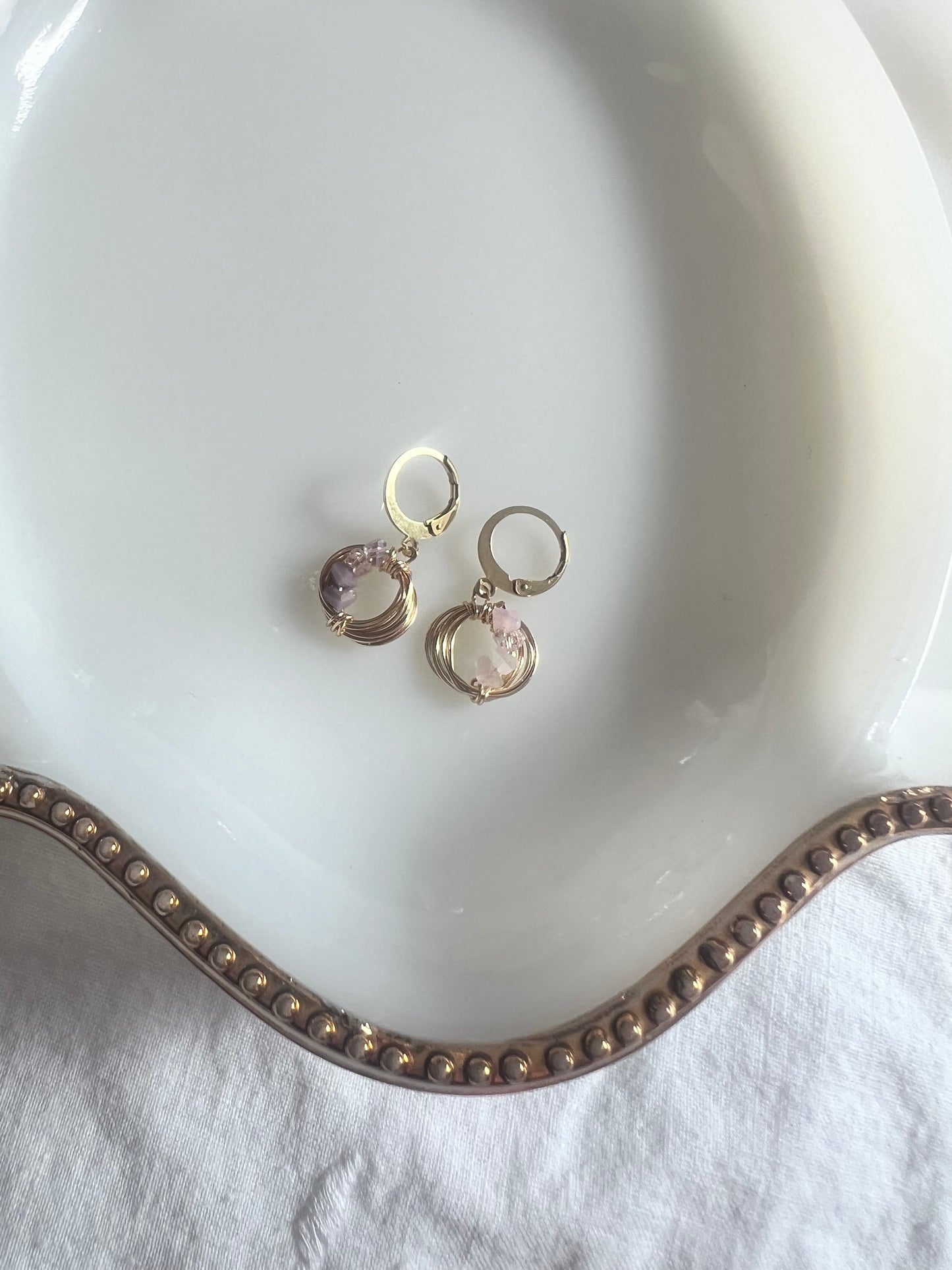 Solar Eclipse Crescent Earrings - Lavender Gradient