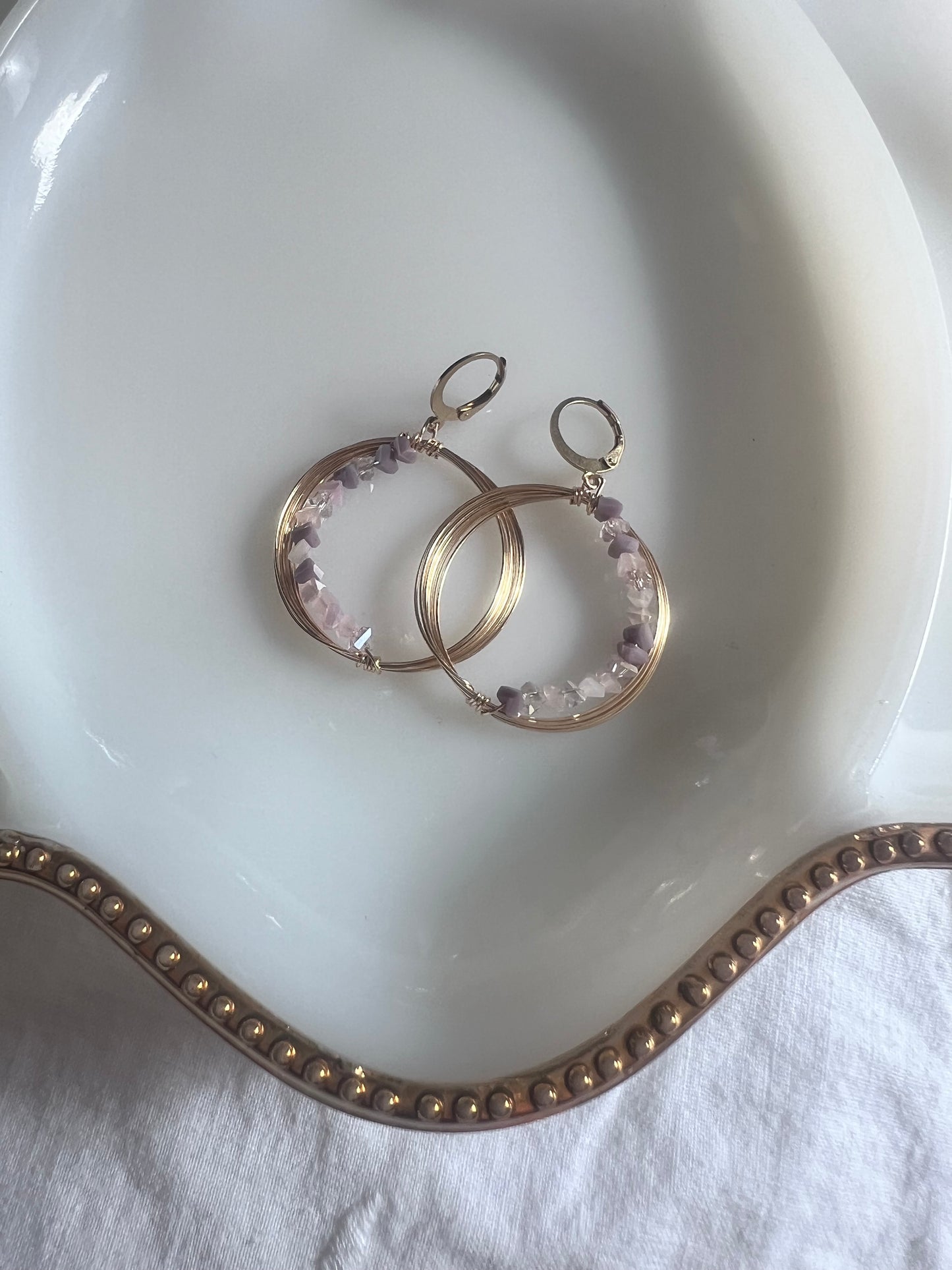 Solar Eclipse Crescent Earrings - Lavender Gradient