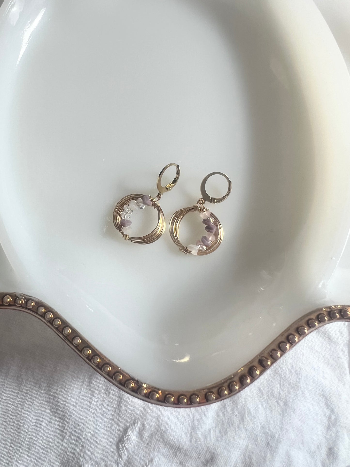 Solar Eclipse Crescent Earrings - Lavender Gradient