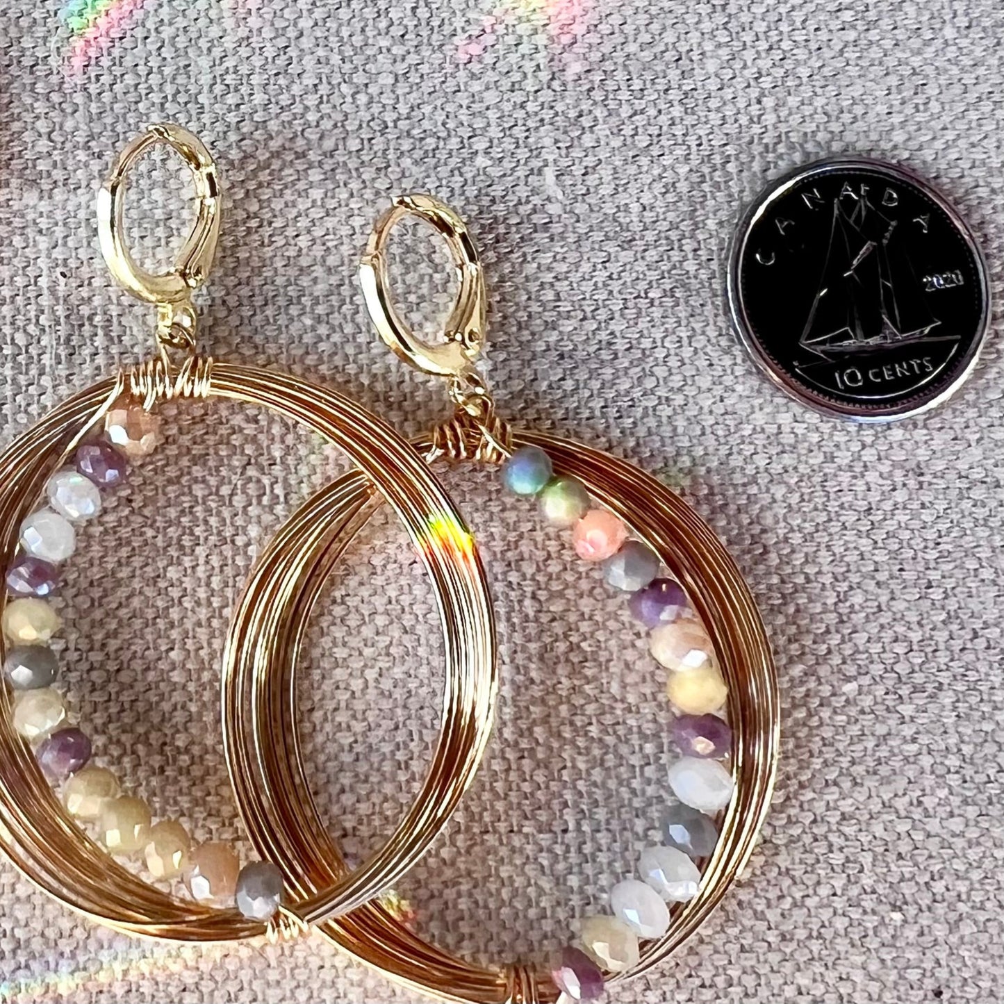 Solar Eclipse Crescent Earrings - Warm Cool Gradient