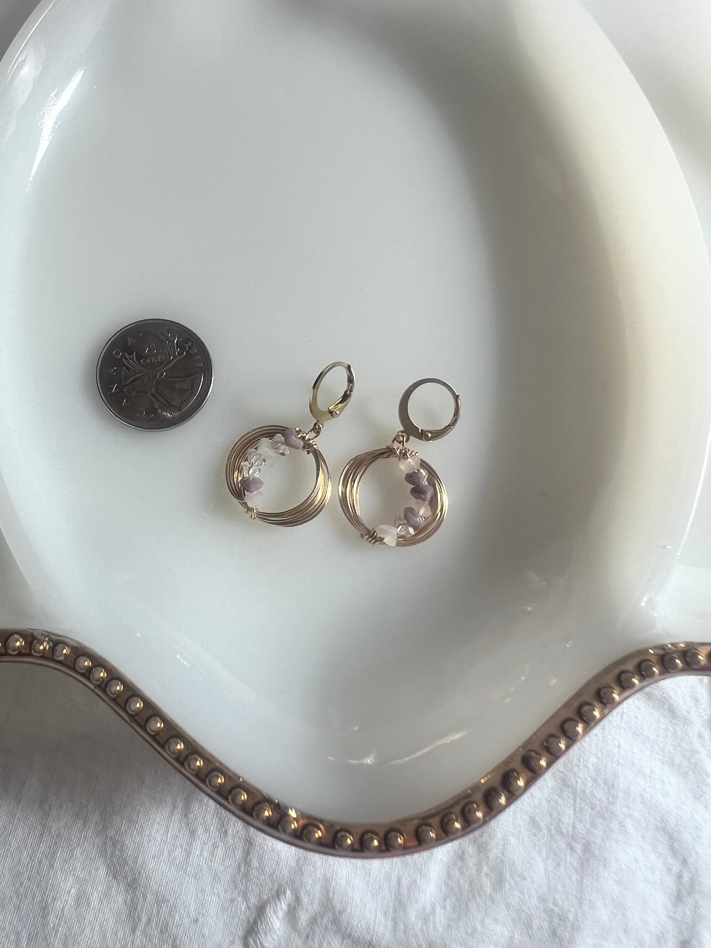 Solar Eclipse Crescent Earrings - Lavender Gradient