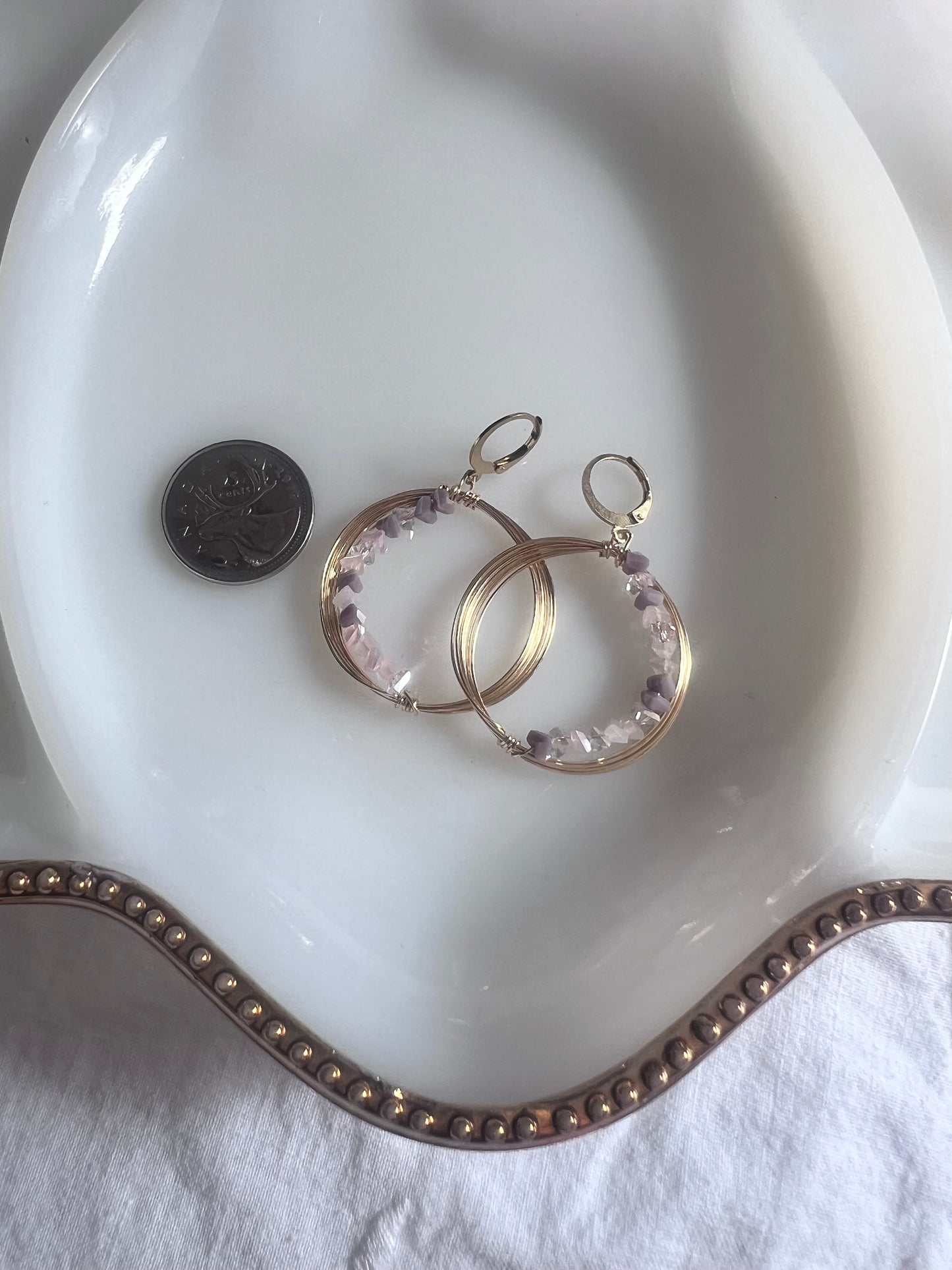 Solar Eclipse Crescent Earrings - Lavender Gradient