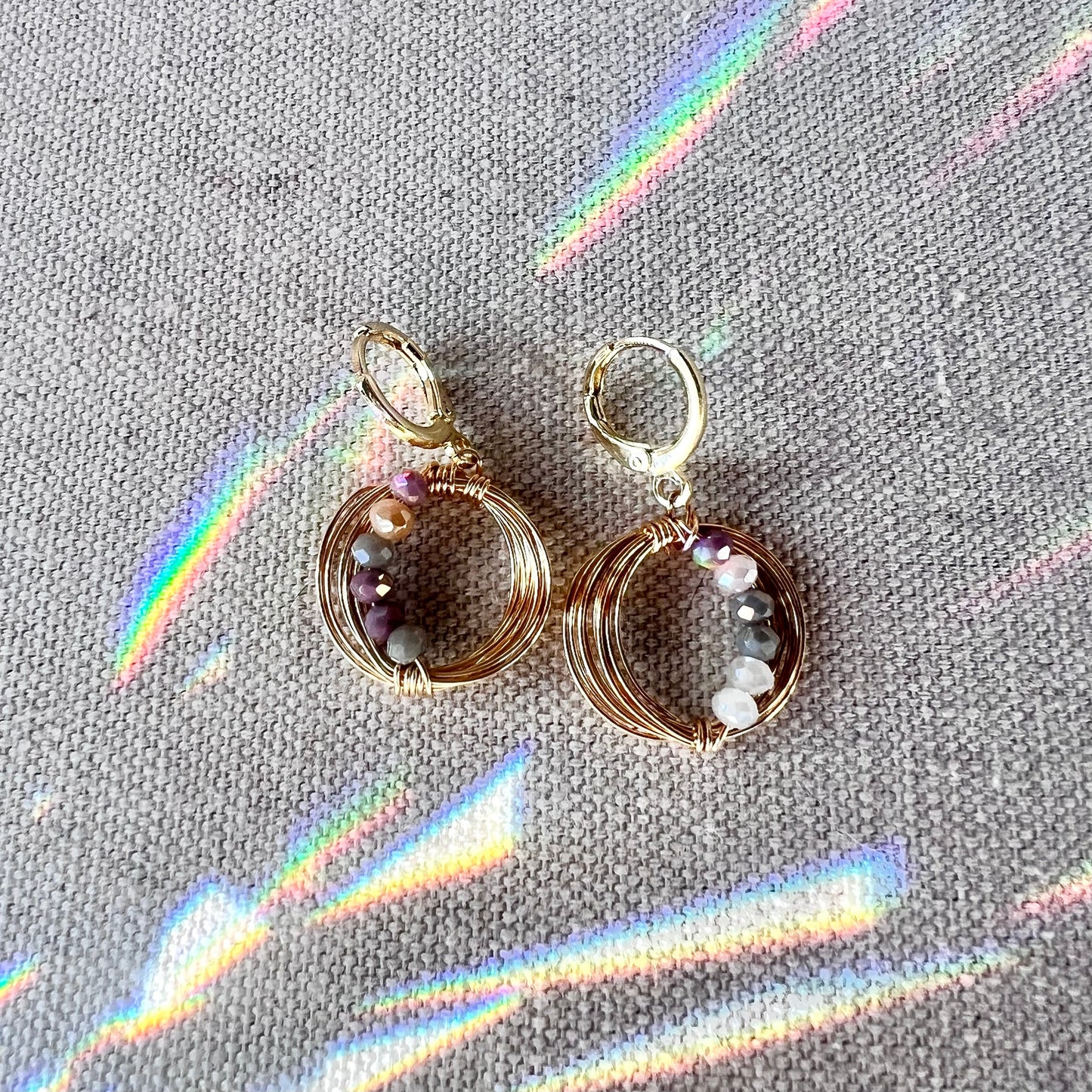 Solar Eclipse Crescent Earrings - Smoke