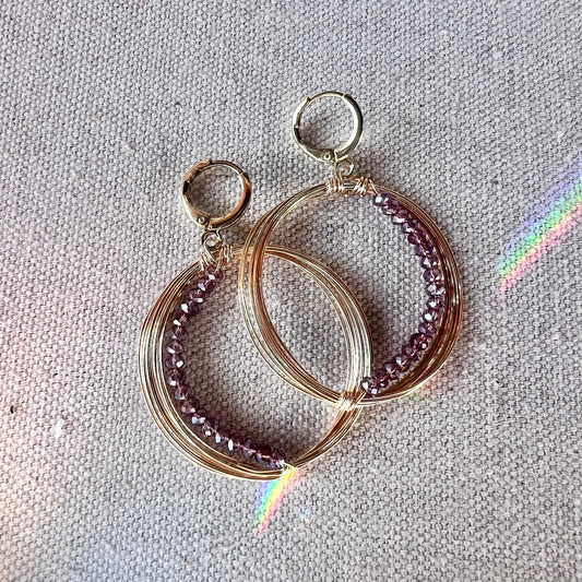 Solar Eclipse Crescent Earrings - Mauve